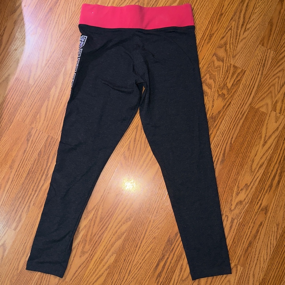 PINK Victoria’s Secret Yoga Leggings Black Sequins Logo Activewear Gym Pants L - Picture 4 of 9